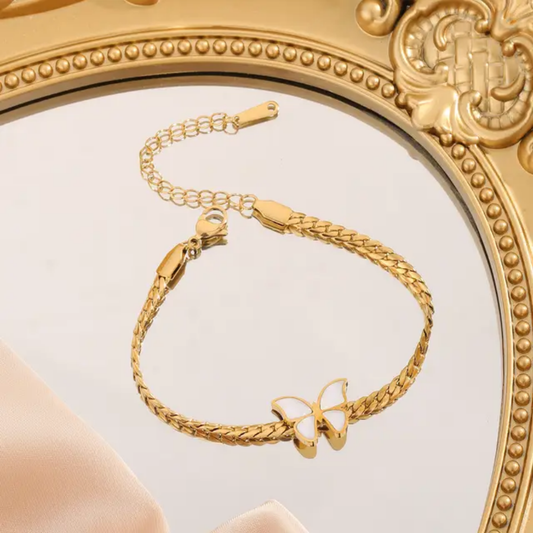 Jewelry set Women Stainless Steel 18k Gold Pearl Shell Zircon Clover Butterfly Heart Pendant Necklace Rings Earrings Chains Bracelet Set