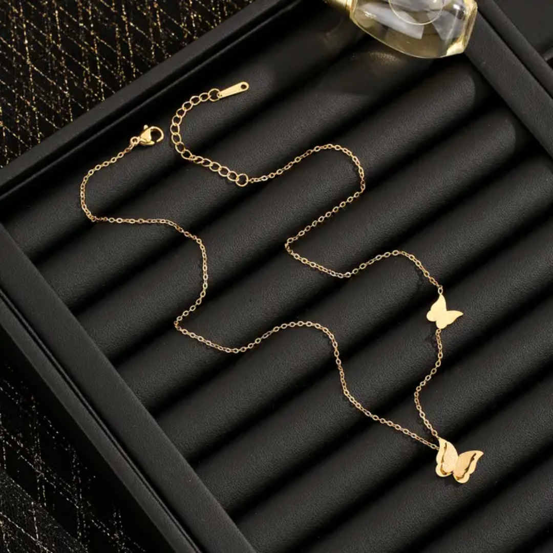 Jewelry set Women Stainless Steel 18k Gold Pearl Shell Zircon Clover Butterfly Heart Pendant Necklace Rings Earrings Chains Bracelet Set