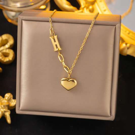 Jewelry set Women Stainless Steel 18k Gold Pearl Shell Zircon Clover Butterfly Heart Pendant Necklace Rings Earrings Chains Bracelet Set