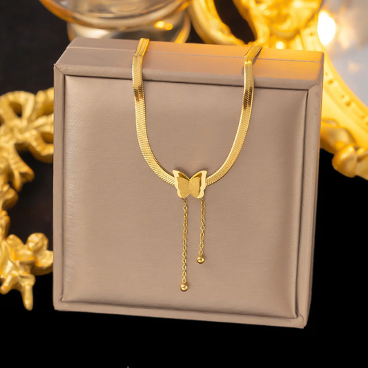Jewelry set Women Stainless Steel 18k Gold Pearl Shell Zircon Clover Butterfly Heart Pendant Necklace Rings Earrings Chains Bracelet Set