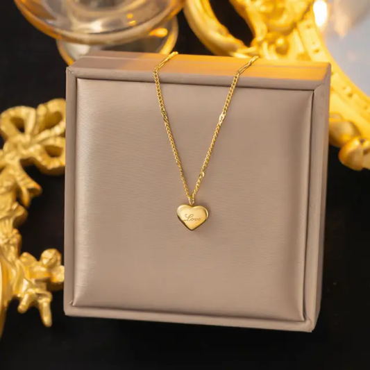 Angeline fashion store  Jewelry set Women Stainless Steel 18k Gold Pearl Shell Zircon Clover Butterfly Heart Pendant Necklace Rings Earrings Chains Bracelet