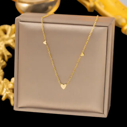 Angeline fashion store  Jewelry set Women Stainless Steel 18k Gold Pearl Shell Zircon Clover Butterfly Heart Pendant Necklace Rings Earrings Chains Bracelet Set
