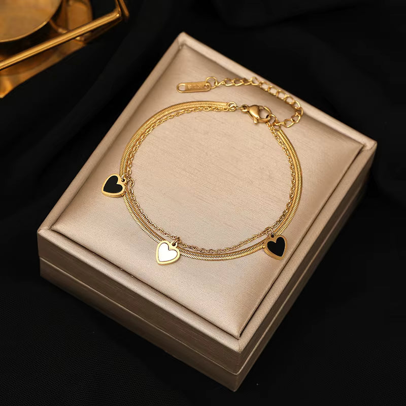Stainless Steel Bracelets Hippie Gothic Pearl Chain Pendants Fashion Bracelet for Women Jewelry