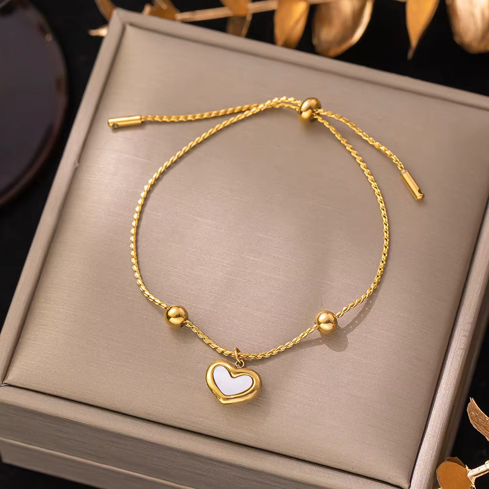 Stainless Steel Bracelets Hippie Gothic Pearl Chain Pendants Fashion Bracelet for Women Jewelry