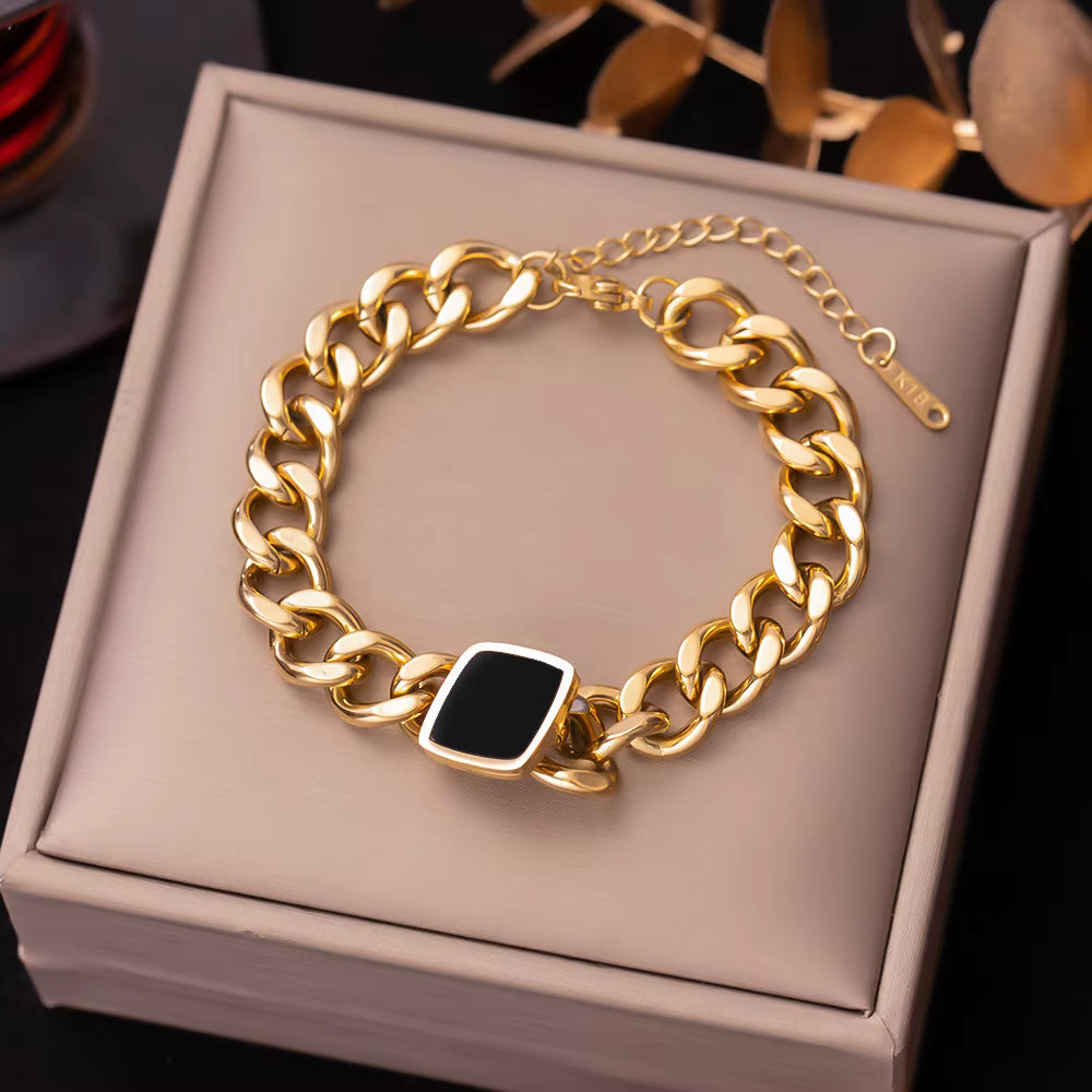 Stainless Steel Bracelets Hippie Gothic Pearl Chain Pendants Fashion Bracelet for Women Jewelry
