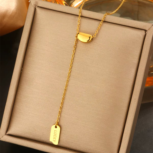Hot Stainless Steel 18K Gold Pearl Shell Zircon Clover Heart Butterfly Letter Pendant Necklace Women Flower Bow Chain Necklace