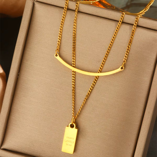 Hot Stainless Steel 18K Gold Pearl Shell Zircon Clover Heart Butterfly Letter Pendant Necklace Women Flower Bow Chain Necklace