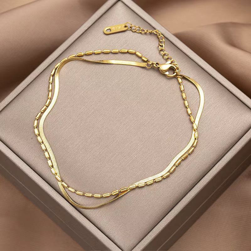 Stainless Steel Bracelets Hippie Gothic Pearl Chain Pendants Fashion Bracelet for Women Jewelry