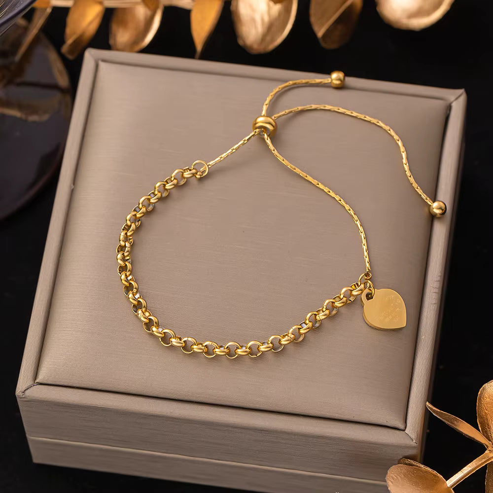 Stainless Steel Bracelets Hippie Gothic Pearl Chain Pendants Fashion Bracelet for Women Jewelry