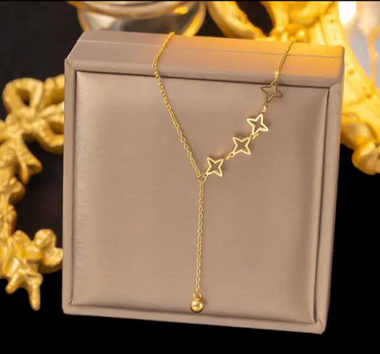 Jewelry set Women Stainless Steel 18k Gold Pearl Shell Zircon Clover Butterfly Heart Pendant Necklace Rings Earrings Chains Bracelet Set