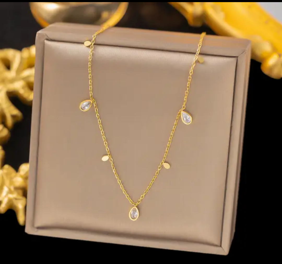 Jewelry set Women Stainless Steel 18k Gold Pearl Shell Zircon Clover Butterfly Heart Pendant Necklace Rings Earrings Chains Bracelet Set