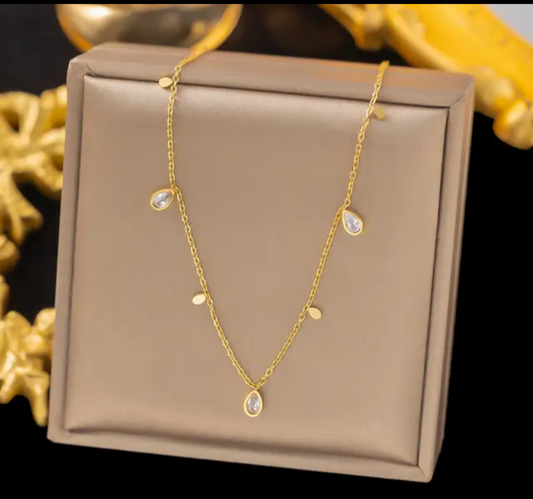 Jewelry set Women Stainless Steel 18k Gold Pearl Shell Zircon Clover Butterfly Heart Pendant Necklace Rings Earrings Chains Bracelet Set