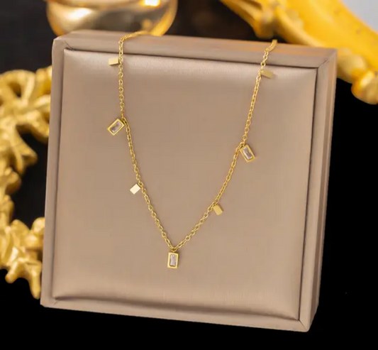 Jewelry set Women Stainless Steel 18k Gold Pearl Shell Zircon Clover Butterfly Heart Pendant Necklace Rings Earrings Chains Bracelet Set