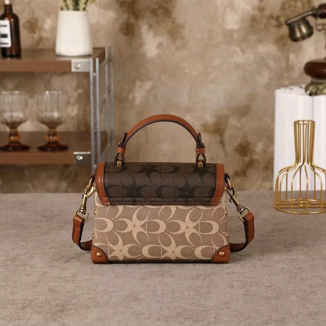 l handbag, contrasting color women's bag, high-end carriage crossbody bag, portable box bag