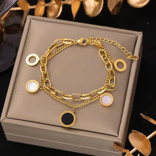 Stainless Steel Bracelets Hippie Gothic Pearl Chain Pendants Fashion Bracelet for Women Jewelry