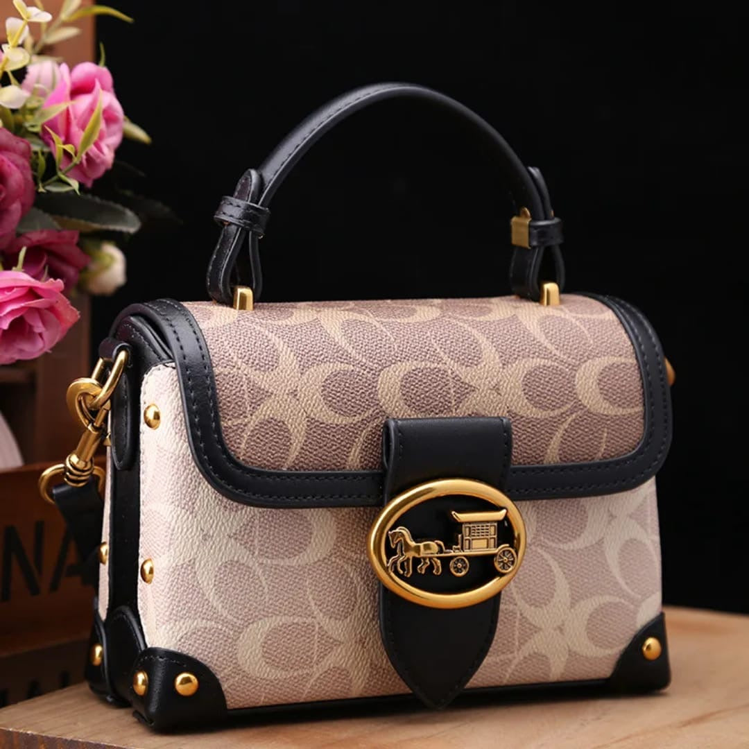 New minimalist and fashionable small handbag, contrasting color women's bag, high-end carriage crossbody bag, portable box bag
