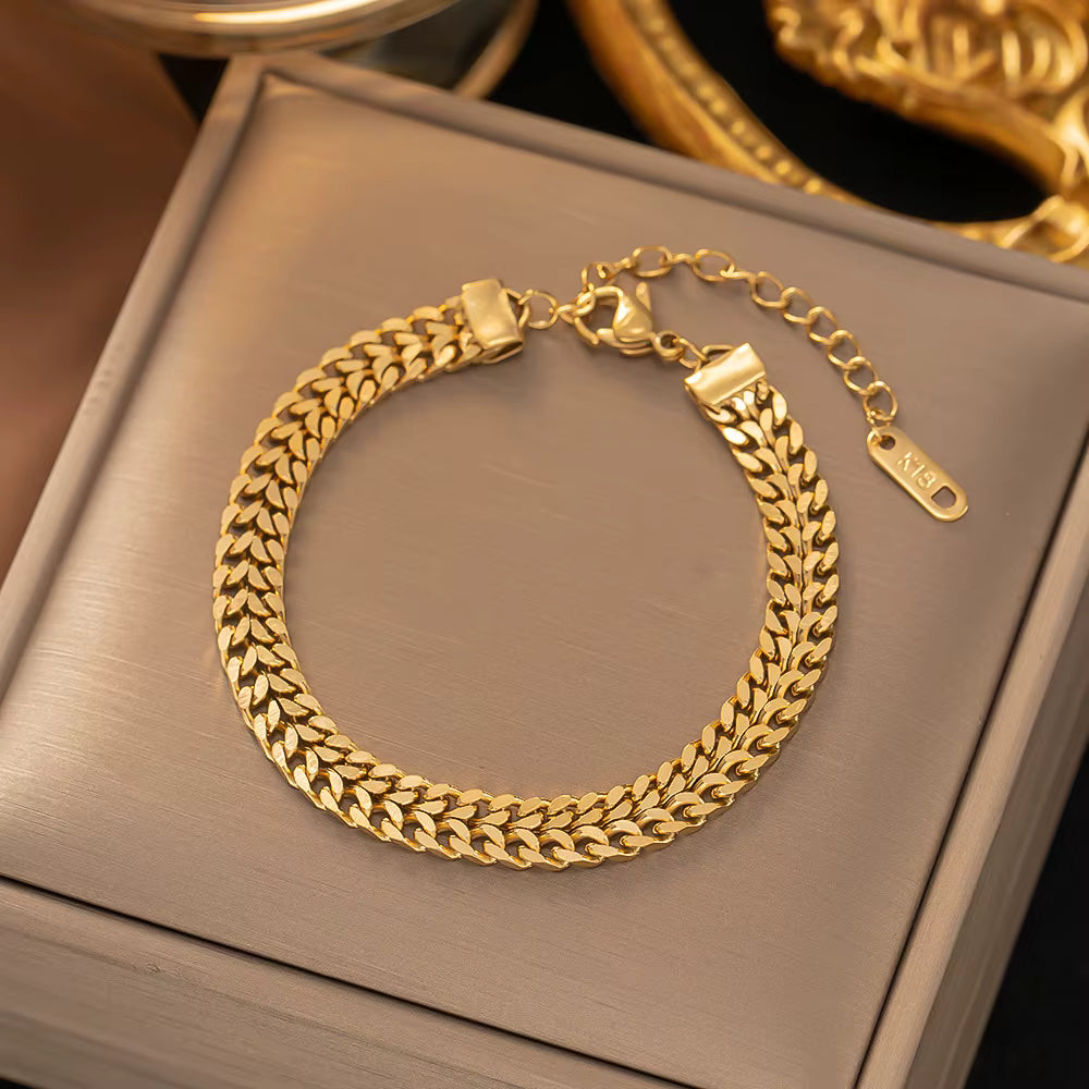 Stainless Steel Bracelets Hippie Gothic Pearl Chain Pendants Fashion Bracelet for Women Jewelry