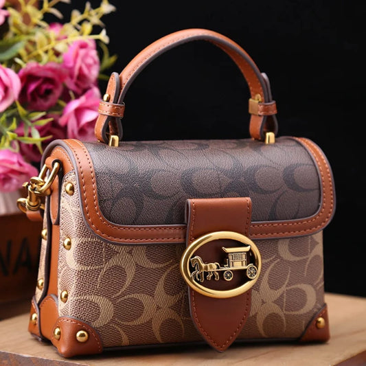 New minimalist and fashionable small handbag, contrasting color women's bag, high-end carriage crossbody bag, portable box bag