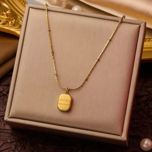 Korean Fashion Classic Alphabet Pendant Stainless Steel Necklace Jewelry for Women's Colorfast Neck Chain Accessories Gift 2025
