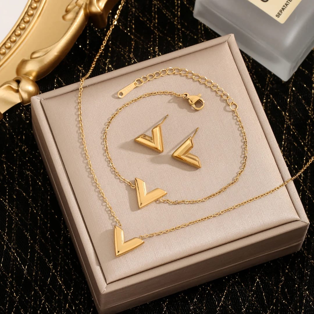 Simple Stainless Steel Letter V Necklace Women Girl Gold/Steel/Rose Color Alphabet Pendant Necklace Party Gift