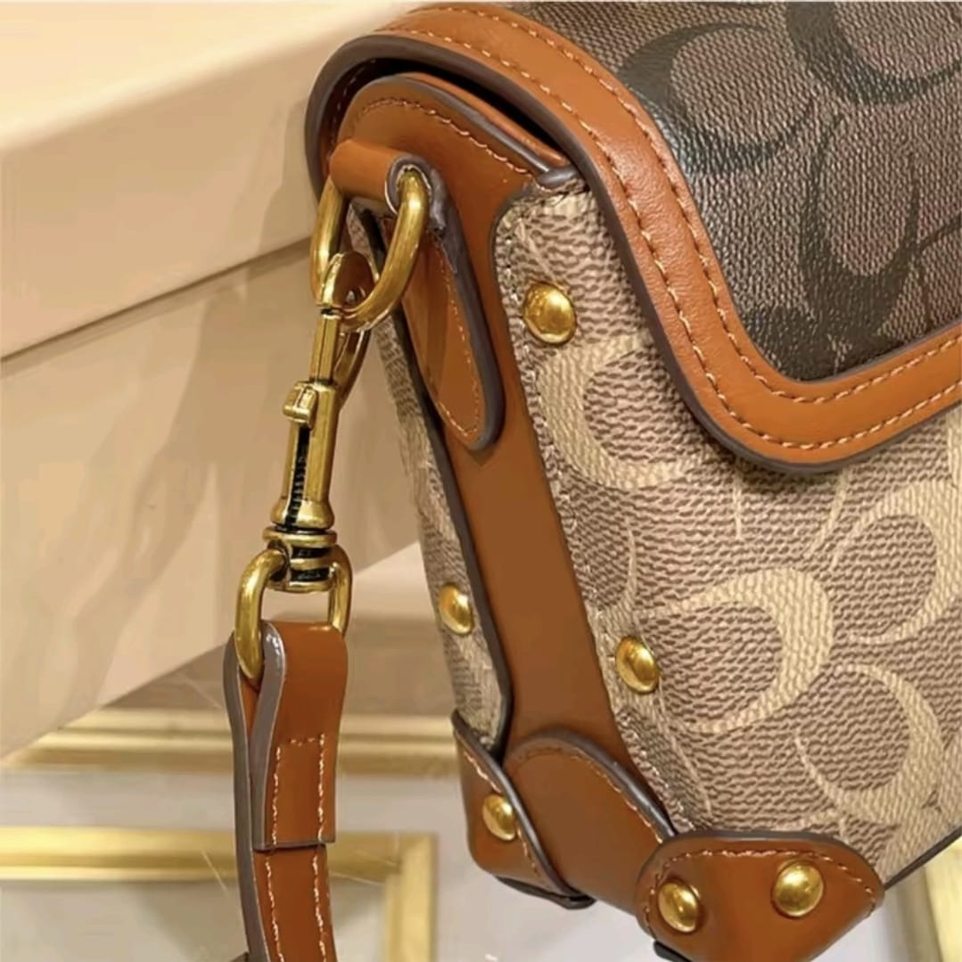 l handbag, contrasting color women's bag, high-end carriage crossbody bag, portable box bag