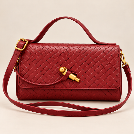 Elegant Woven Crossbody Handbag for Women, Multiple Colors, Gold-Tone Hardware, Adjustable Shoulder Strap, Small Fashion Purse